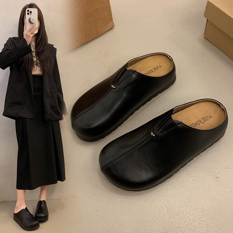

Shoes lazy bag head half slippers women s spring new outer wear Muller shorty Leboken Birken heightened platform 2025 40 чорний