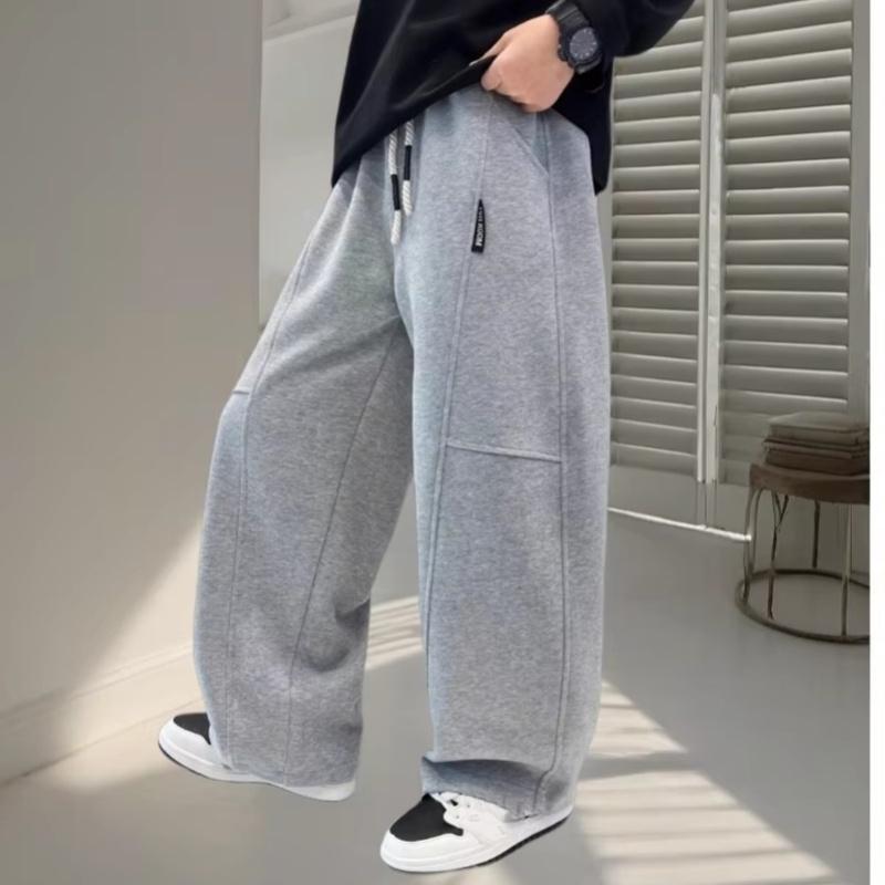 Pantalones Casuales de Primavera para Niños Cintura Elástica Negra Pierna Recta Pantalones de Chándal para Niños Bolsillo Holgado Pantalones Infantiles