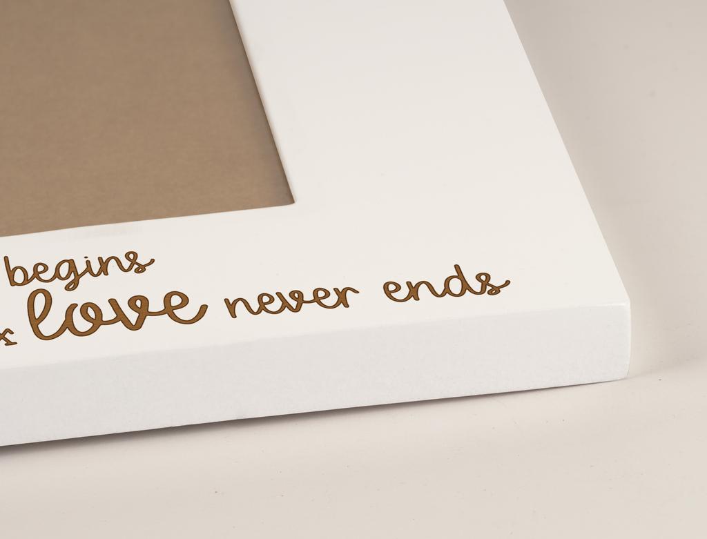 Darling Souvenir MADE WITH LOVE Engraved Family Where Life Begins & Love Never Ends Quotes Table Top Photo Frame