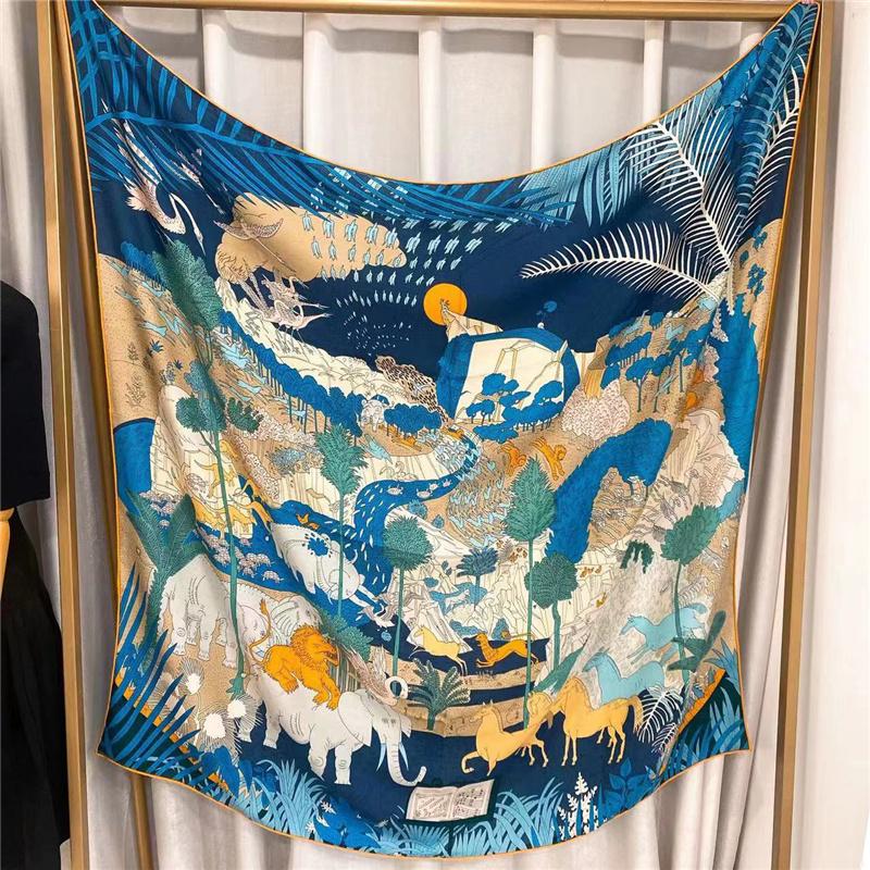 

Высококачественный двухсторонний шелковый кашемировый квадратный шарф осень-зима теплый шарф шаль женский подарок китайский стиль 133*133cm