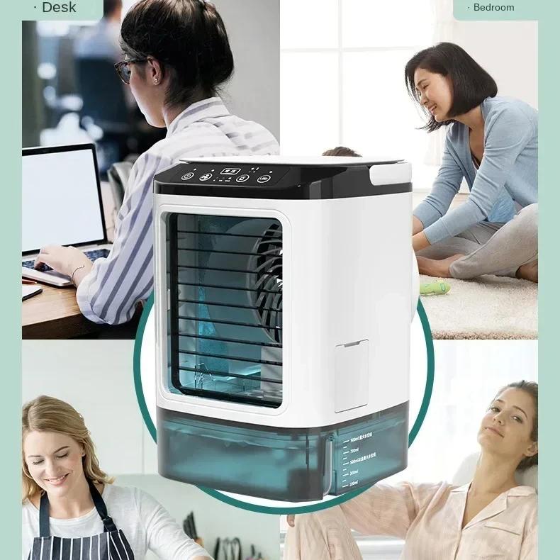 Air Conditioner Portable Fan Desktop Dual Spray Ultrasonic Atomization 3-Speed Mute Air Cooler Night Light Electric Fan