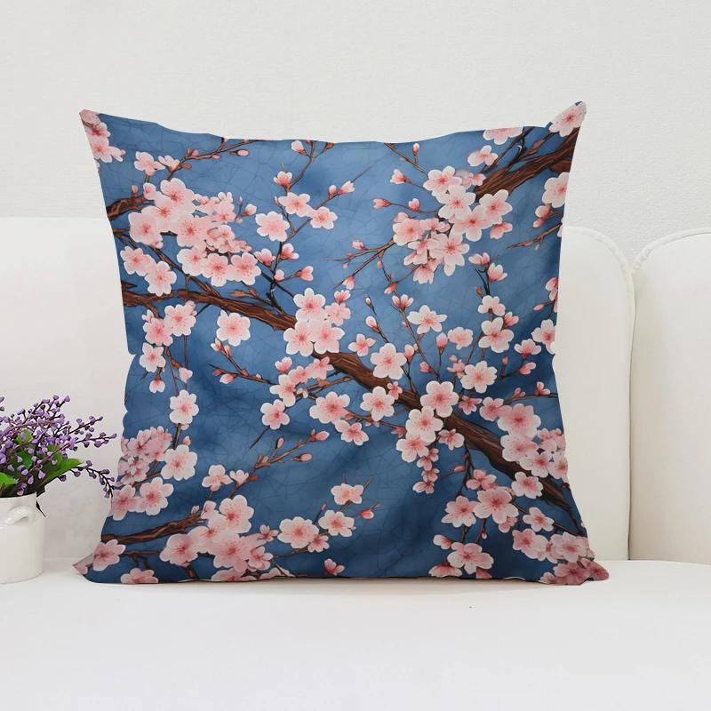 Cushion Covers for Decorative Cushions Japanese Cherry Blossom Pillowcases for Pillows 45x45 Luxury Cushion Cover Pillow Cases