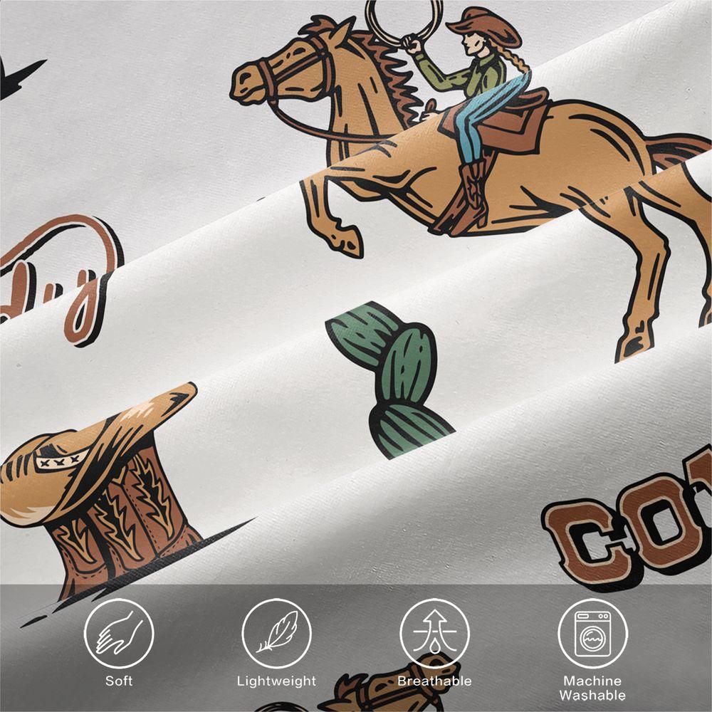 Western Cowboy Theme Duvet Cover Set(1 Duvet Cover&1/2 Pillowcase) Cowgirl Horse Print Bedding Set Soft Comforter Cover Bedroom