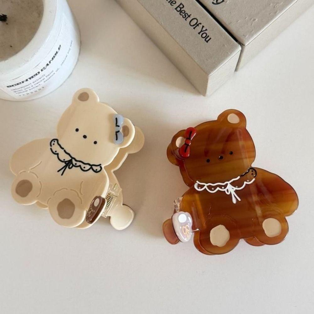 Sweet Cartoon Bear Shark Clip Kawaii Hair Clip Lovely Acetic Acid Hair Claw  Girls
