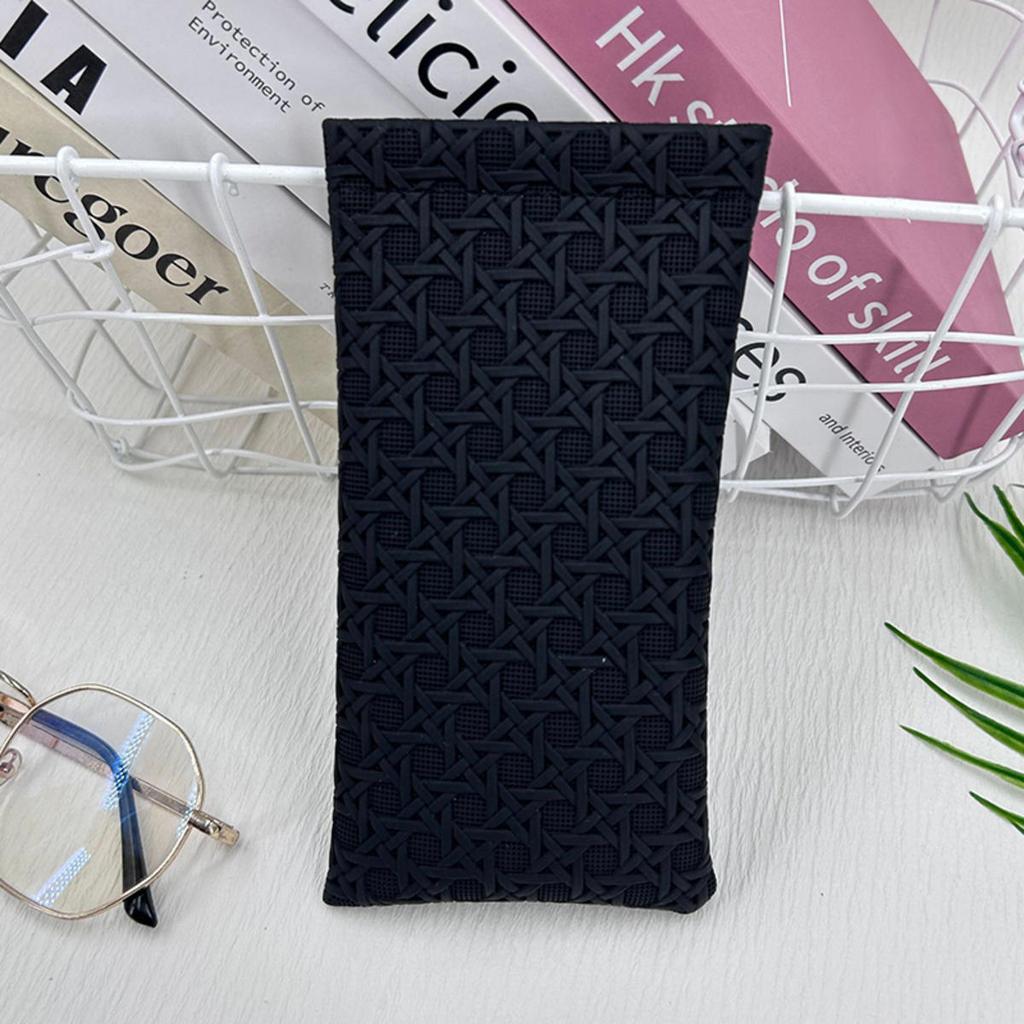 1pc Minimalist Elegant Trendy Glasses Pouch Woven Texture PU Leather Portable Sunglasses Storage Box Durable Protective Containe