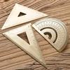 Vintage Brass Triangular Ruler Geometry Scale Ruler Math Semicircle Protractor Stationery Precision Measuring Tool