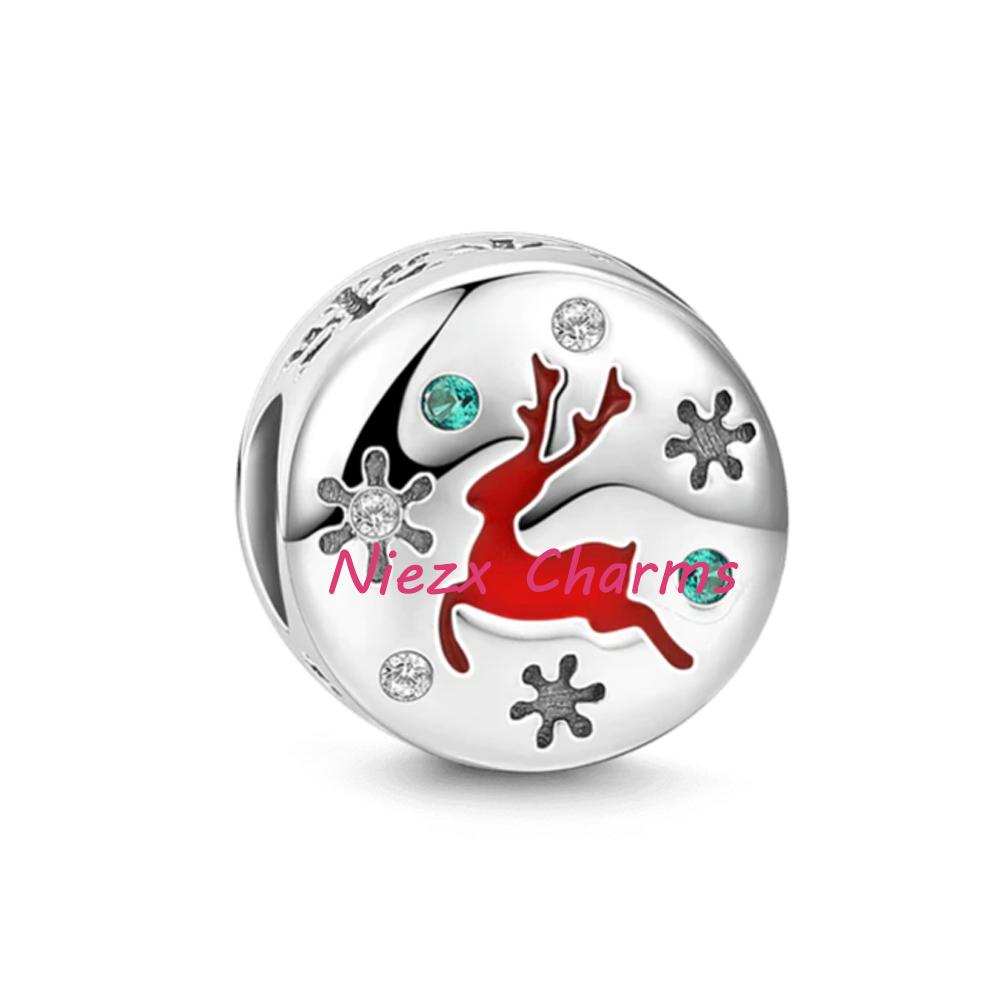 High Quality Authentic Copper Charm Bead Charms Snowman Christmas Print Pendant Bead Charms Compatible With Bracelets Trinket Women Jewellery