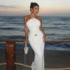 Spring and Summer New Fashionable and Sexy Sleeveless Decorative Slim-fit Backless Neck-and-hip Dress