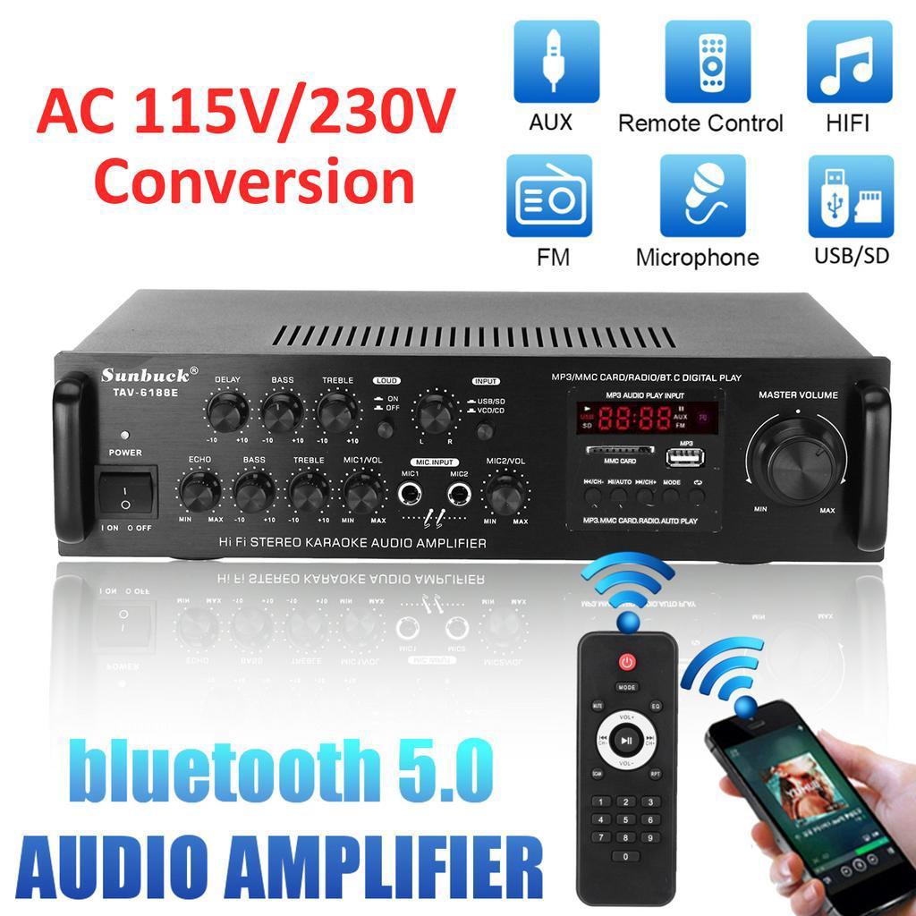 2000W 5-Kanal Audio Heimkino Heimkino Verstärker Bluetooth HiFi Stereo Verstärker LED Digital Karaoke Verstärker