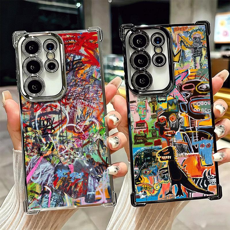 Graffiti Fashion Art Soft Phone Case For Samsung Galaxy S26 Ultra S25 Edge S24 FE S23 Plus S22 S21 + S20 Plating Anti-Fall Funda