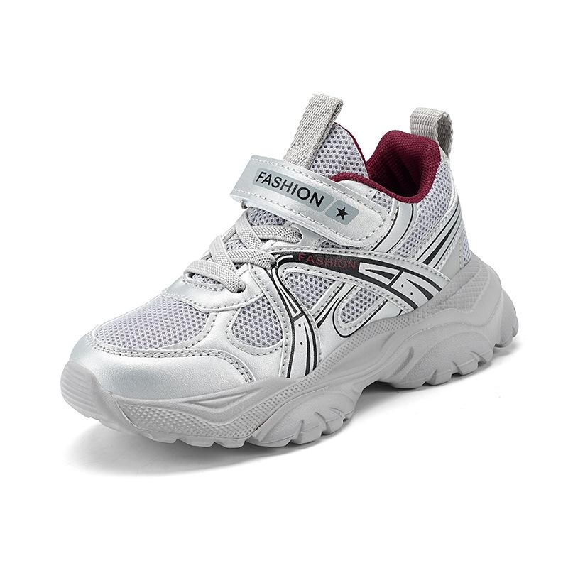 Children's sports shoes boys and girls Velcro shoes 2025 new middle-aged and older children's mesh casual running shoes dad shoes