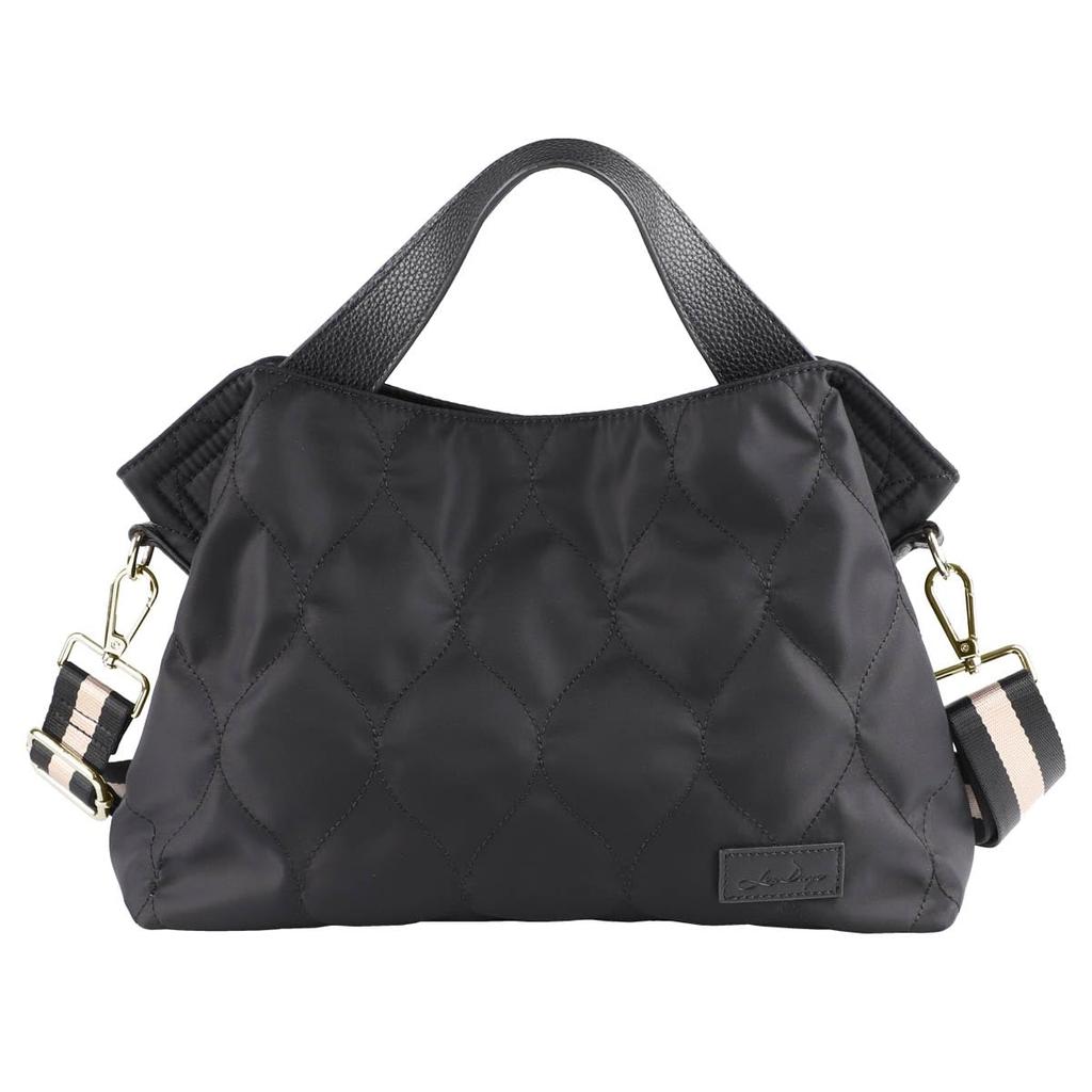Lizdays Women's 2-Way Nylon Tote Bag, Lightweight, Water-Repellent, Shoulder Bag, B5 (Black)