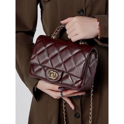 Ladies' Bag 2025 New Style Small Fragrance Metal Chain Grid Handbag Versatile Single Shoulder Crossbody Used Women's Bag