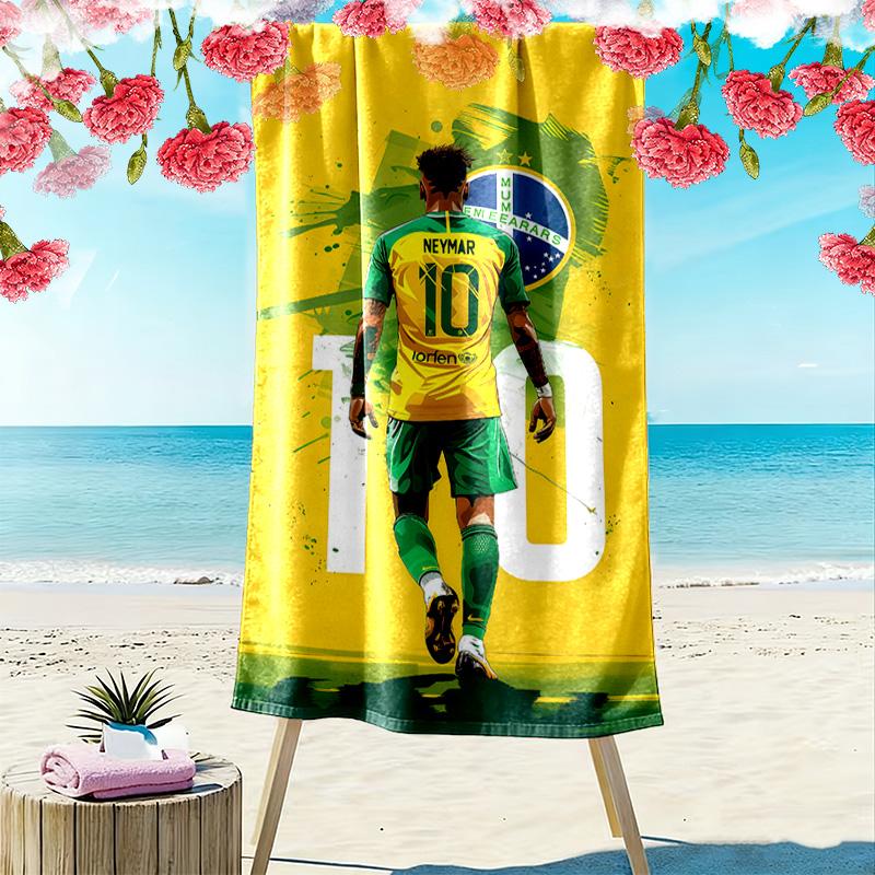 Asciugamano da Spiaggia con Stampa di Neymar, Asciugamano Grande Morbido ad Asciugatura Rapida per Spiaggia Campeggio Nuoto