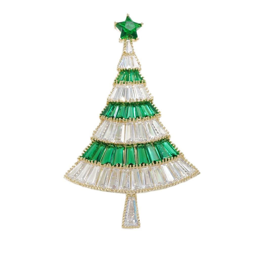 Bo Xin Yun Exquisite Green Christmas Tree Brooch - Luxury Winter Clothing Accessory and Gift Ornament