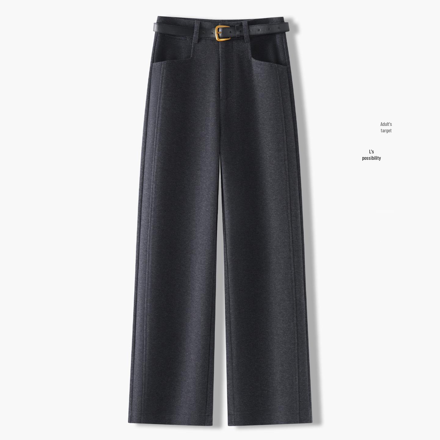 

Elegant High-Waisted Wool Wide-Leg Pants for Women - Autumn/Winter 2025 27/M (95-105 jin) серый