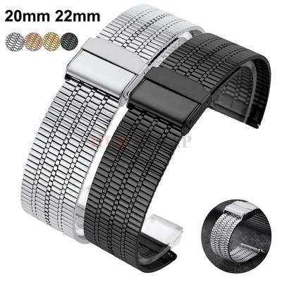 Stainless Steel Watchband Thin Breathable Watch Metal Strap 20mm 22mm Quick Release Wristband for Tissot for Casio for Men Women