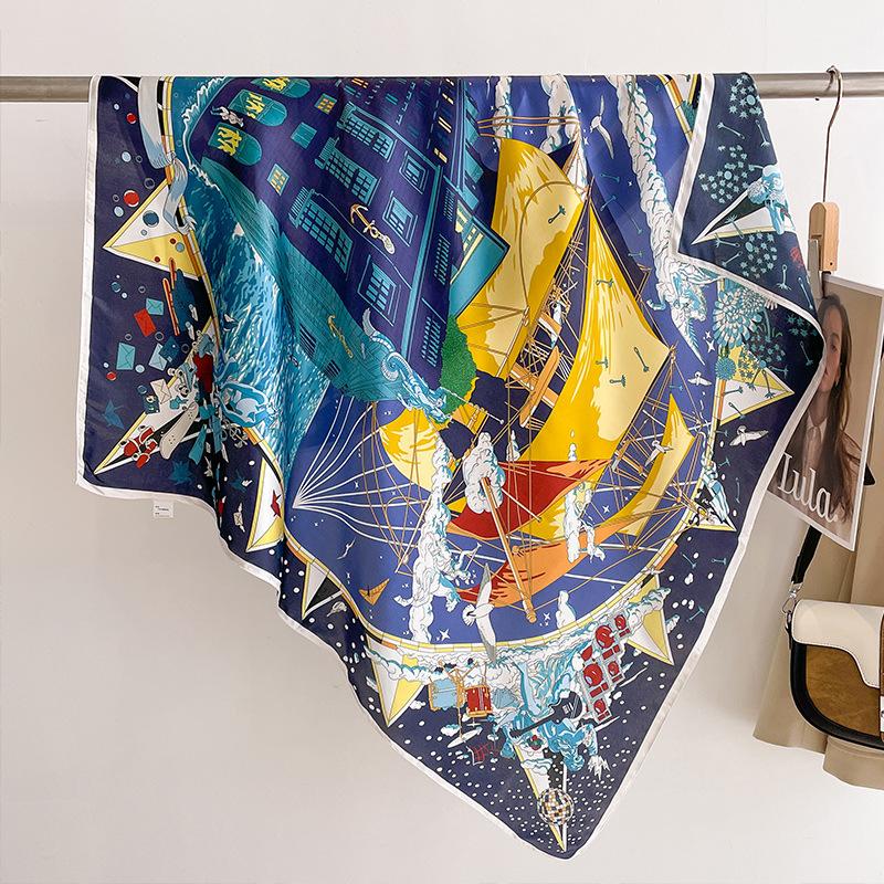 Hangzhou silk 91 square scarf scarf silk scarf women's 111 mulberry silk spring and autumn foreign style high-end shawl mother model
