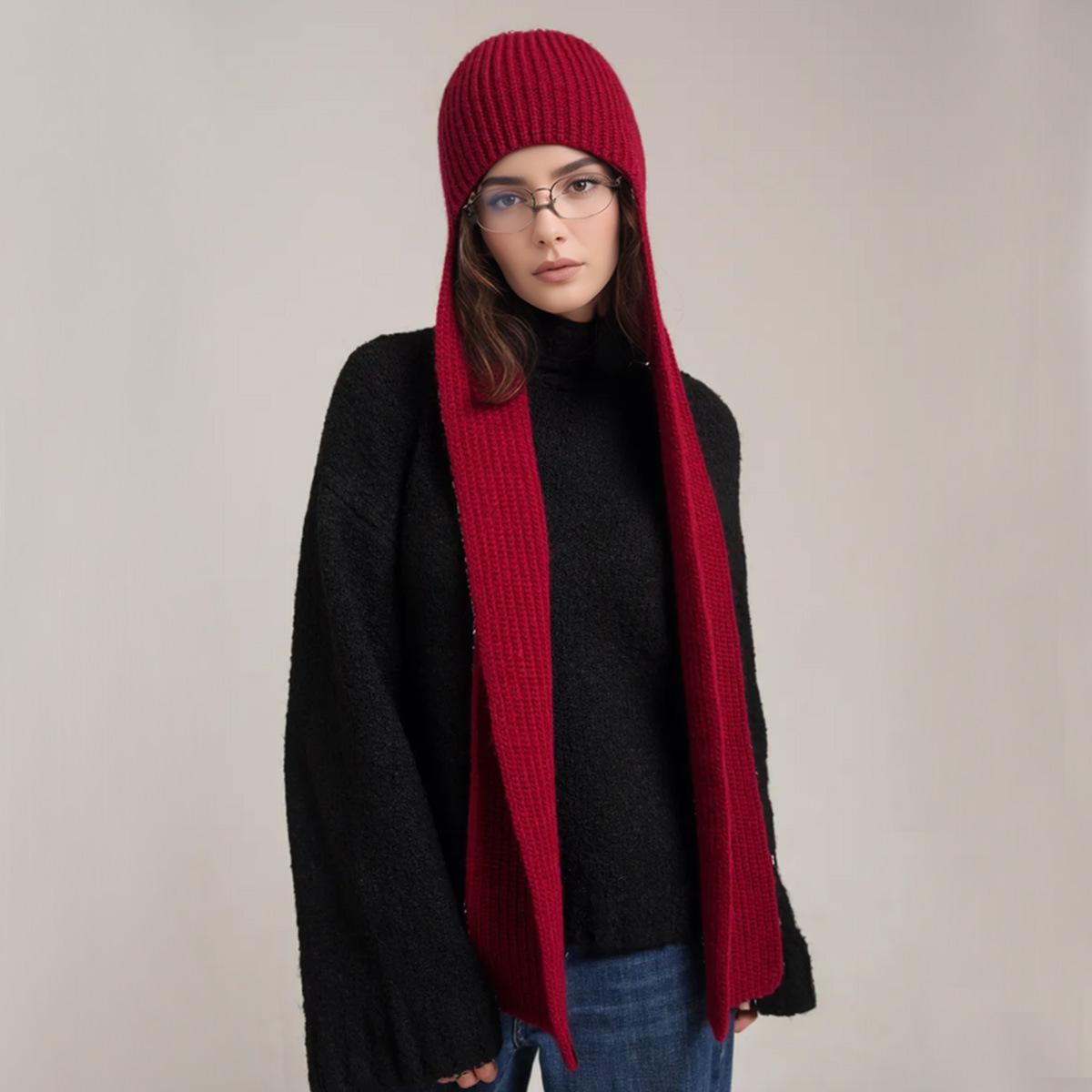 

Новый пуловер с капюшоном шарф унисекс вязаная шапка шарф интегрированный осенне-зимний уличный ветрозащитный темно-красного
