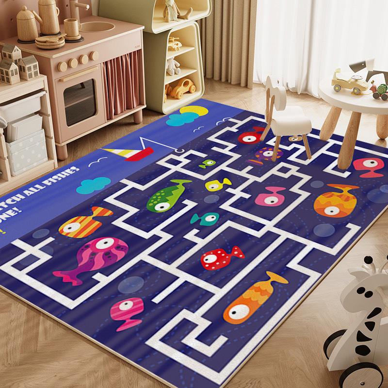 Baby Climbing Mat Household Full Of Dirt-Resistant Washable Crystal Velvet Carpet Kindergarten Children'S Early Education Game Carpet