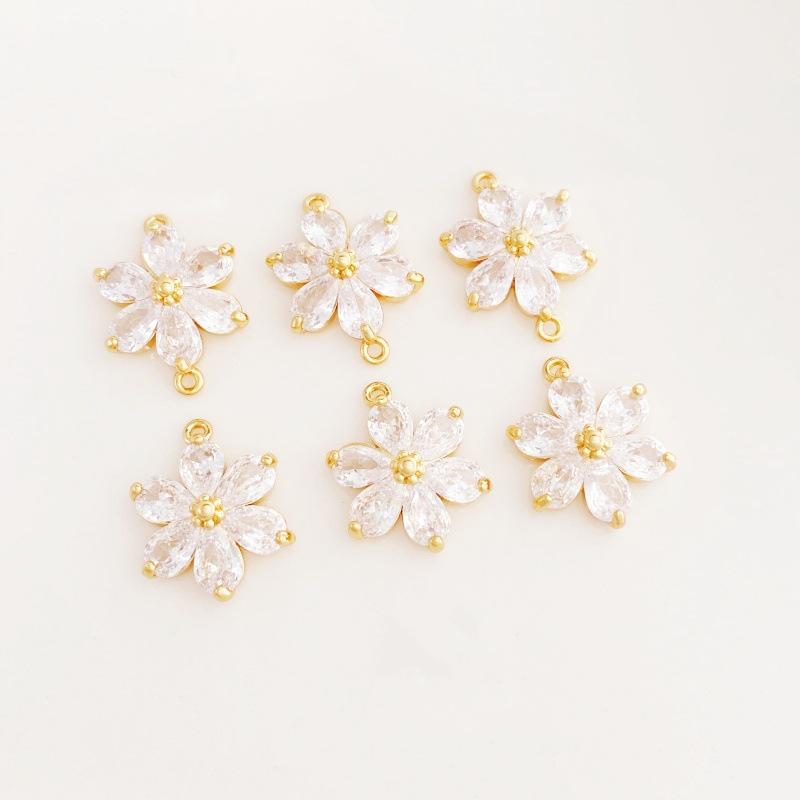 Zirconium Five-Petal Sunflower Pendant for DIY Bracelet/Necklace