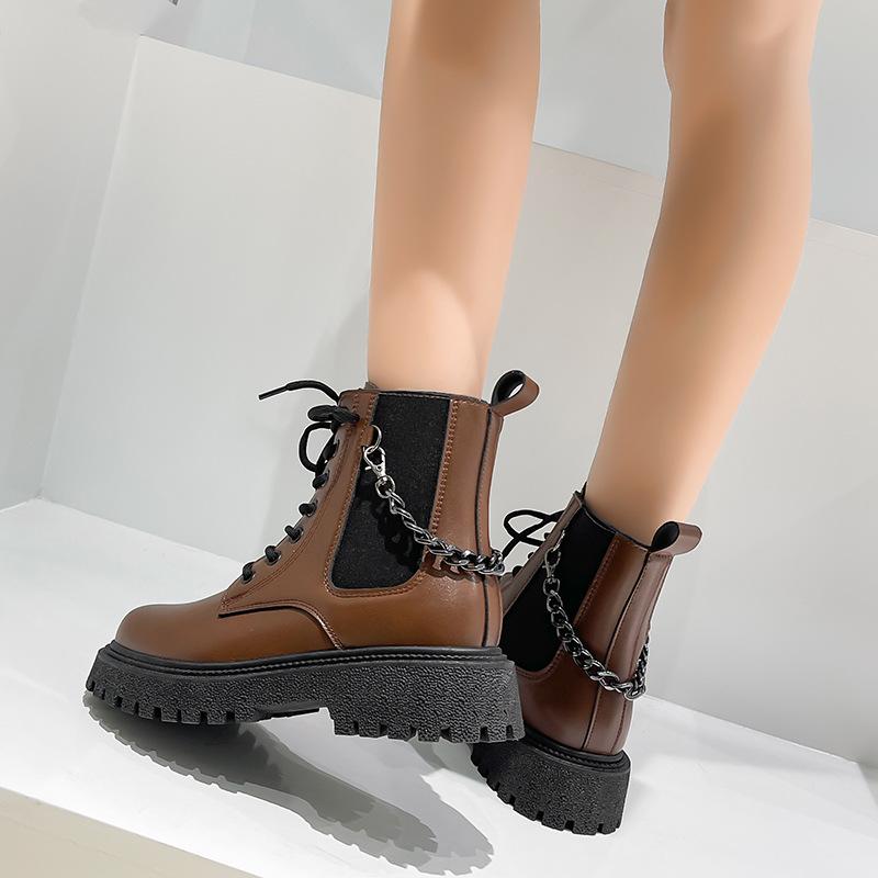 

High-top retro Martin boots for women s 2021 autumn and winter new British style casual versatile skirt showing legs and thin boots for women 40
