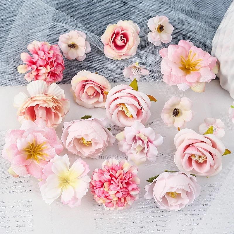 20pcs Silk Artificial Flower Head Home Decor Wedding Wall Backdrop DIY Party Floral Arrangement Table Display Art Supplies