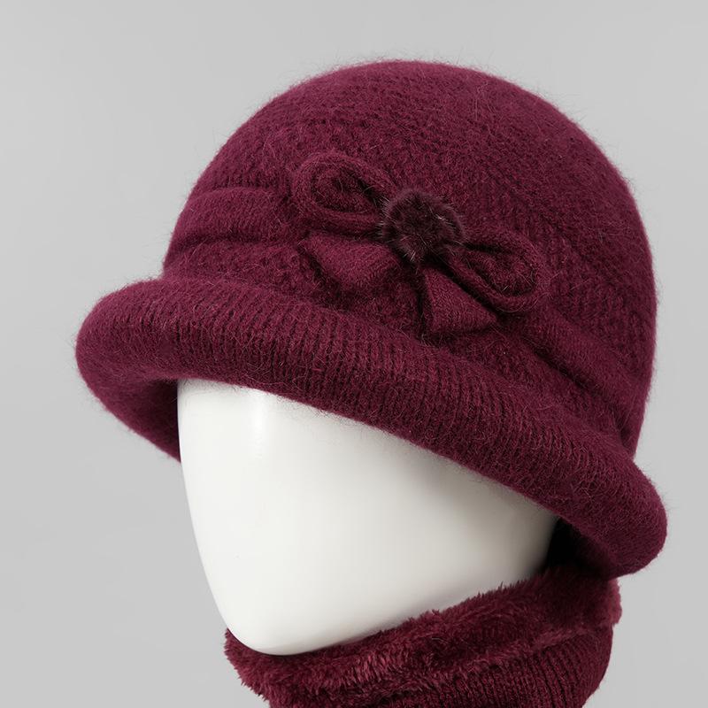 Ji Grandma Hat Warm Rabbit Fur Hat Female Old Lady Mother Hat Fleece Basin Hat