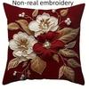 1 Stück Feder Weinrot Blume Kissenbezug Polyester 2D Doppelseitiger Druck Sofakissenhülle Geschenk für Wohnzimmer Schlafzimmer Heimdeko