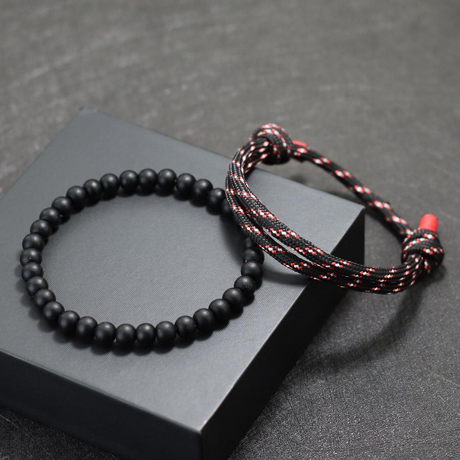 Noter Fashion 2Pcs Men Bracelet Set 2026 Handmade Sliding Adjustable Paracord Braslet Summer Jewelry Surfer Nautical Braclet