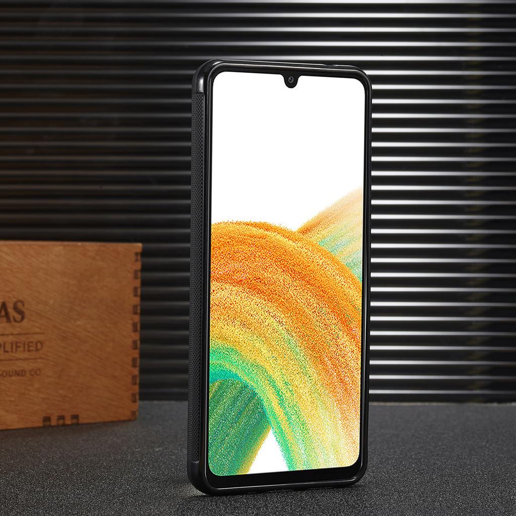 LC.IMEEKE For Samsung Galaxy A33 5G Carbon Fiber Splicing Case PU Leather+TPU+EVA Phone Cover