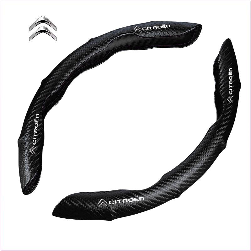 2pcs Carbon Fiber Non-Slip Steering Wheel Cover Car Accessories for Citroen DS SPIRIT 2 3 4 5 6 7 DS2 DS3 DS4 DS5 DS6 DS7