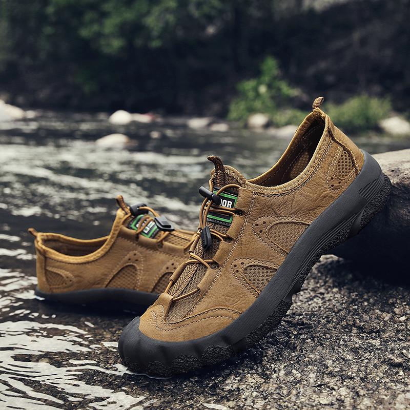 Handmade Genuine Leather Non-Slip Men Casual Shoes Leisure Walk Sneakers Comfort Design Man Hiking Shoe Lace-Up Driving Footwear
