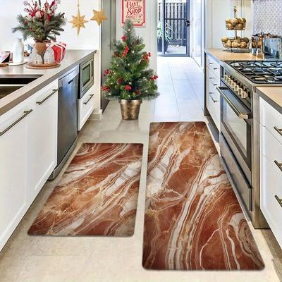 1Pcs Anti Fatigue Kitchen Rugs, Marble Print Waterproof Non-Slip Thick Cushioned Kitchen Mat Heavy Duty Comfort Standing Mat for Kitchen