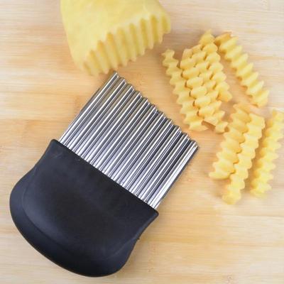 Stainless Steel Potato Chip Dough Vegetable Fruit Crinkle Wavy KnifeCutter Chopper French Fry Maker