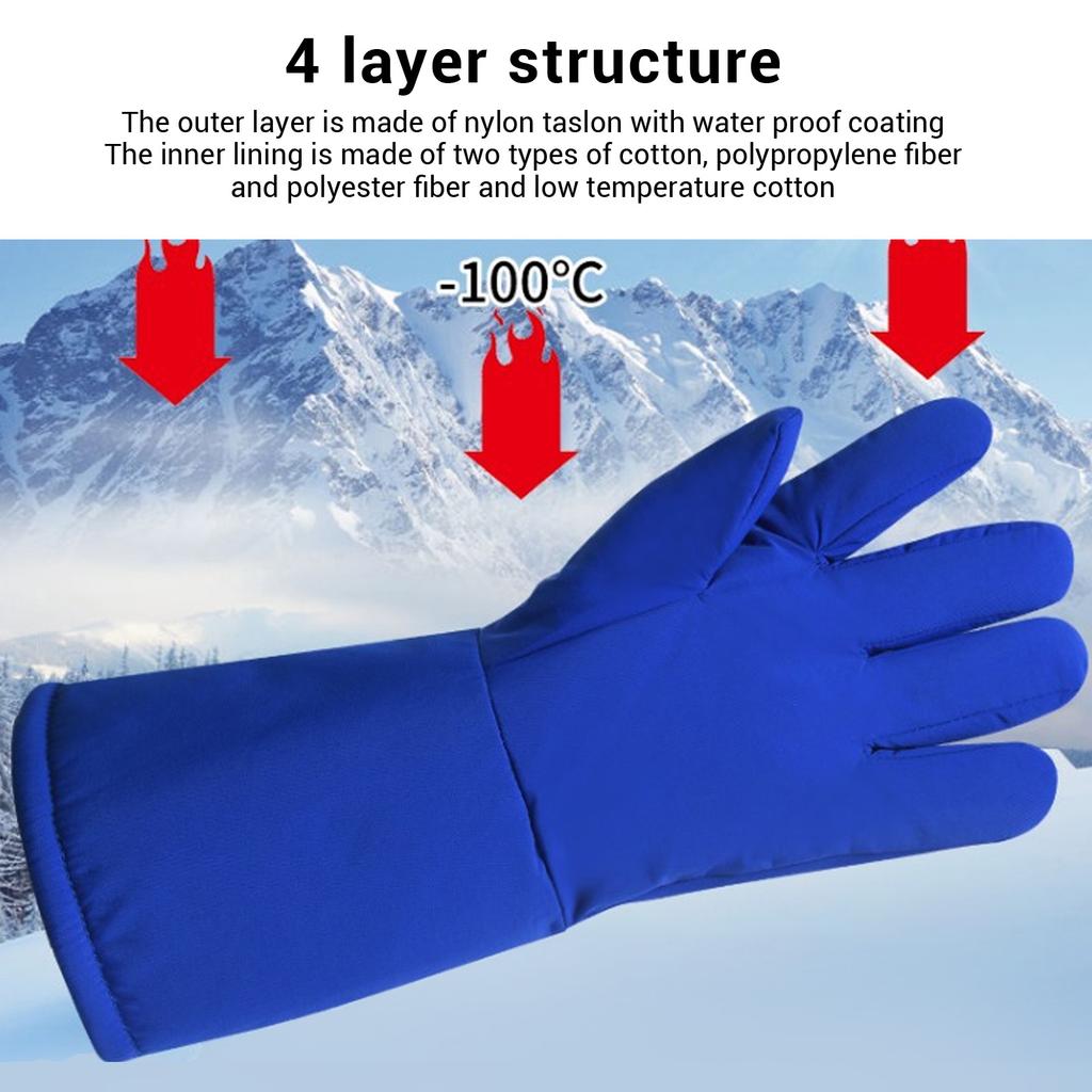 2 Stück LN2-Handschuhe 48 cm 4-lagige Konstruktion Niedertemperaturbeständig Gefrierschutz Flüssigstickstoff-Schutzhandschuhe