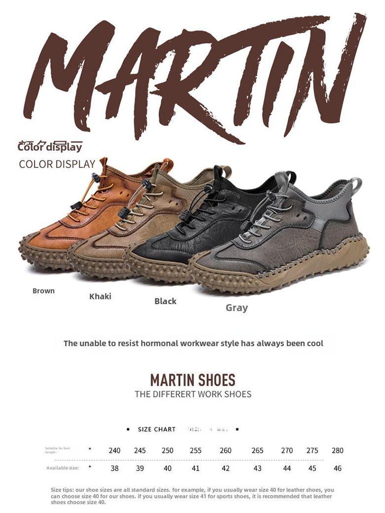 2023 Autumn/Winter Comfortable Hand-stitched Korean Style Genuine Leather Men's Casual Shoes