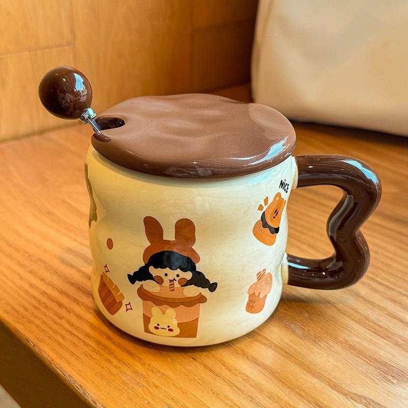 Hochwertige Keramiktasse mit Deckel Freundin Souvenir Geschenk für Mädchen Geburtstagsgeschenk praktische Keramiktasse kreatives Geschenk