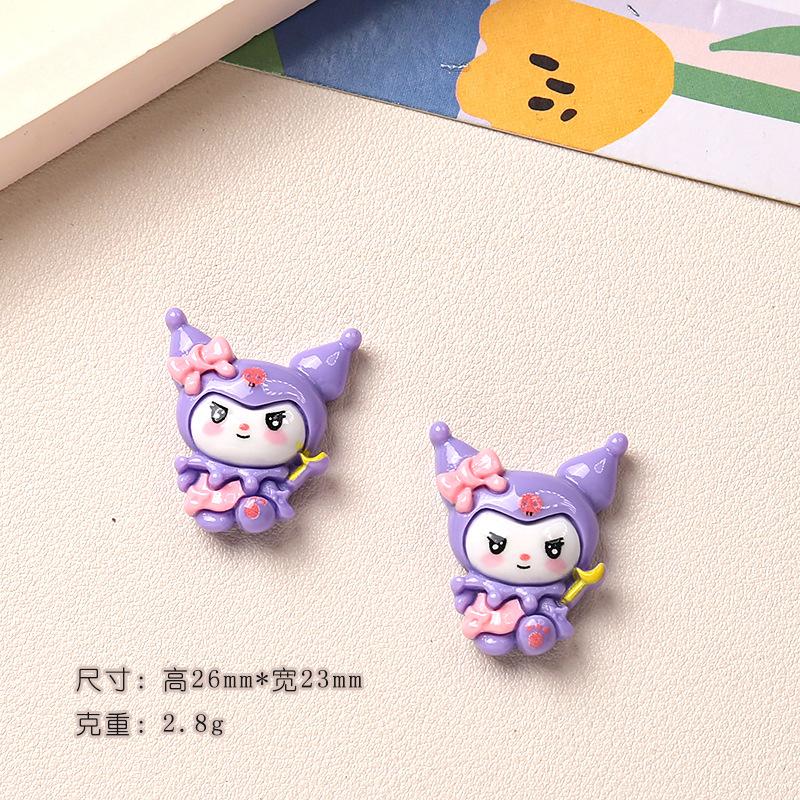 10Pcs New Mini Kawaii Cartoon Purple Good Night Animal  Series Flat Bottom Scrapbook  Diy Jewelry Making Hairwear Accessorie A32