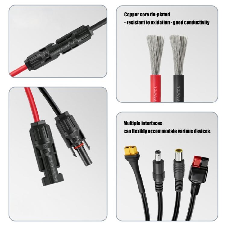 High Current 13A Solar Panel Cable With DC7909 DC5521 XT60 Connectors Solar Charging Cord Wide Compatibility 39.37in