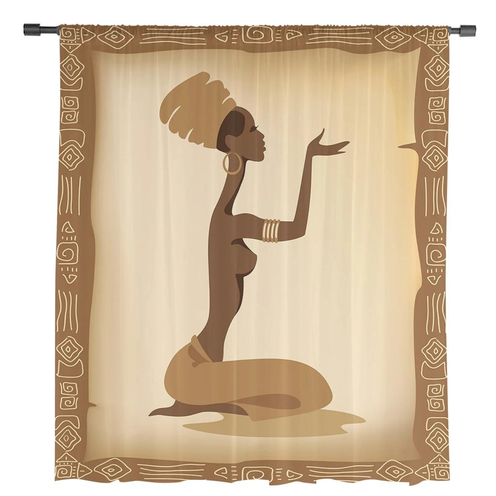 Afrikanische Frau Totem Chiffon Gardinen Für Wohnzimmer Dekoration Fenster Voile Tüll Vorhang Vorhänge