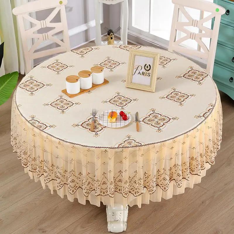 Fețe de masă rotunde rezistente la apă pentru sufragerie, ceai, cârpă de masă, hotel, gospodărie, acoperire antipraf multifuncțională, decorare pentru masă pentru petrecerea de nuntă