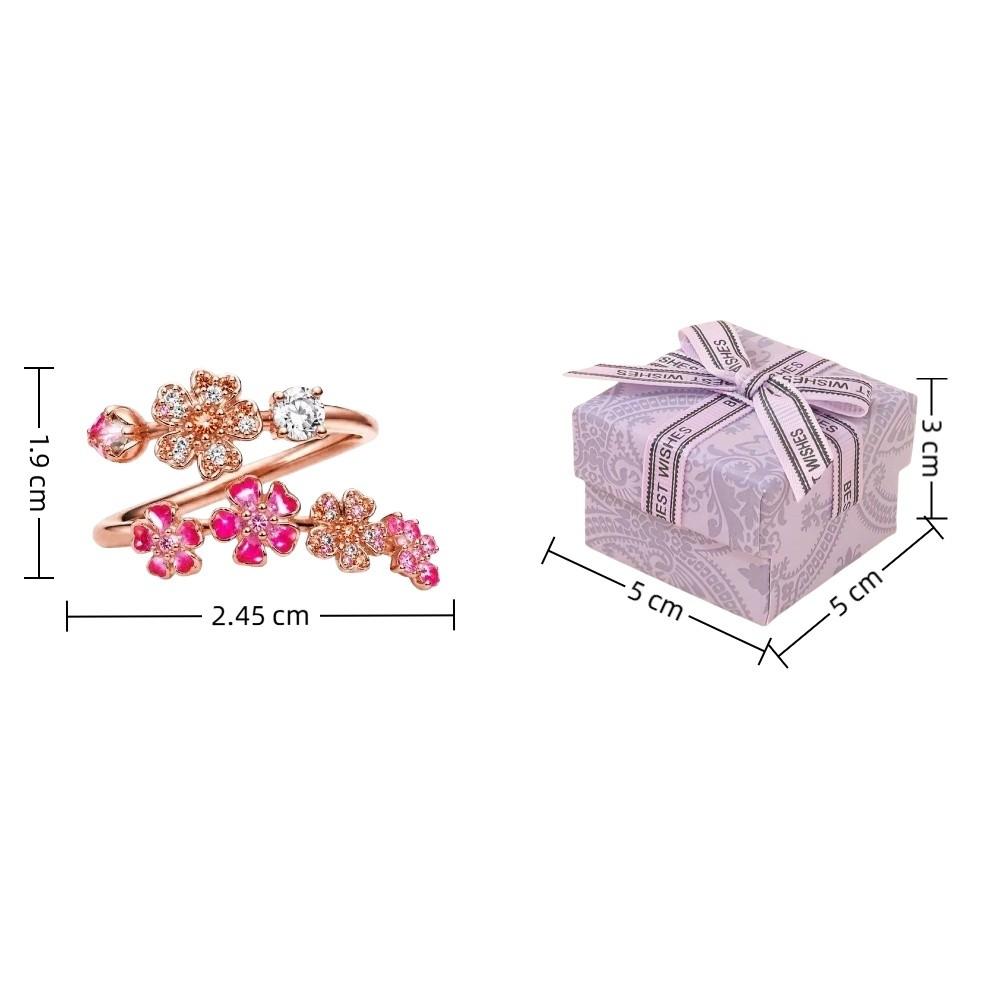 Gemstone Embellished Cherry Blossom Ring Crystal Accents Jewelry Box Anniversary Birthday Gift