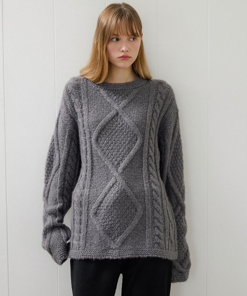 LETTERA Alpaca Wool Cable Knit_3Color