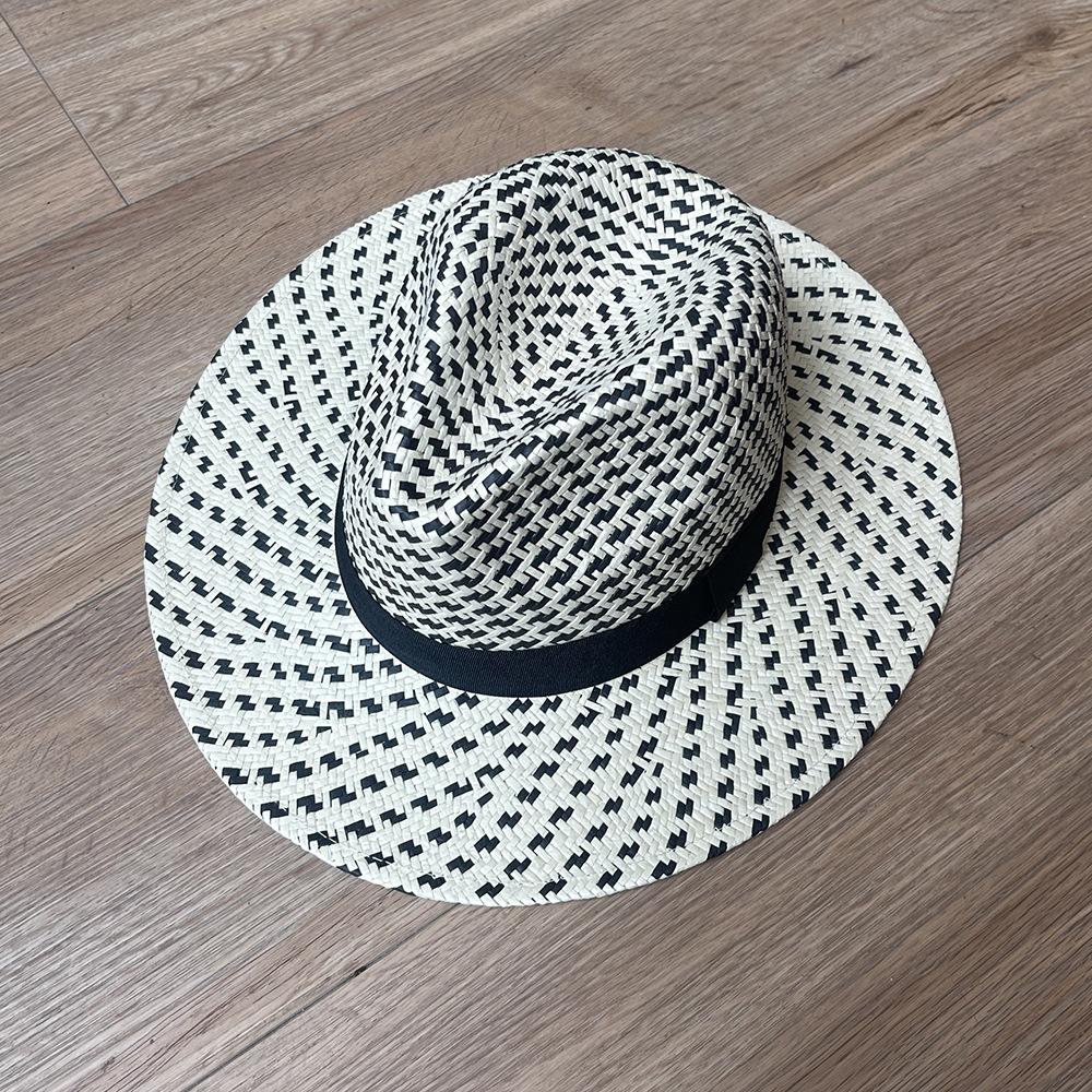 Panama Hat Hand-woven Panama Straw Hat British Shade Top Hat Women's Spring and Summer Beach Sunscreen Straw Hat