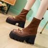 Fashion Women's High Heel Boots Large Size Fashion Stretch Platform Women's Short Boots Suede Leather Chain Women's Booties