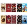 Pirate Ship Birthday Party Tableware Set with Tablecloth, Banner, and Flags.