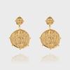 14K Vintage Medal Drop Earrings