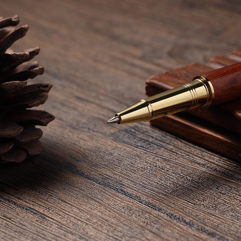 Brass & Sandalwood Signature Ballpoint Pen - Retro Rosewood Rollerball, Custom Engraving Available.
