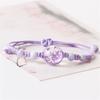 Adjustable Waxed Cord Bracelet Handmade Ceramic and Glass Flower Beads Wristchain Everyday Wear Wristband Jewelry